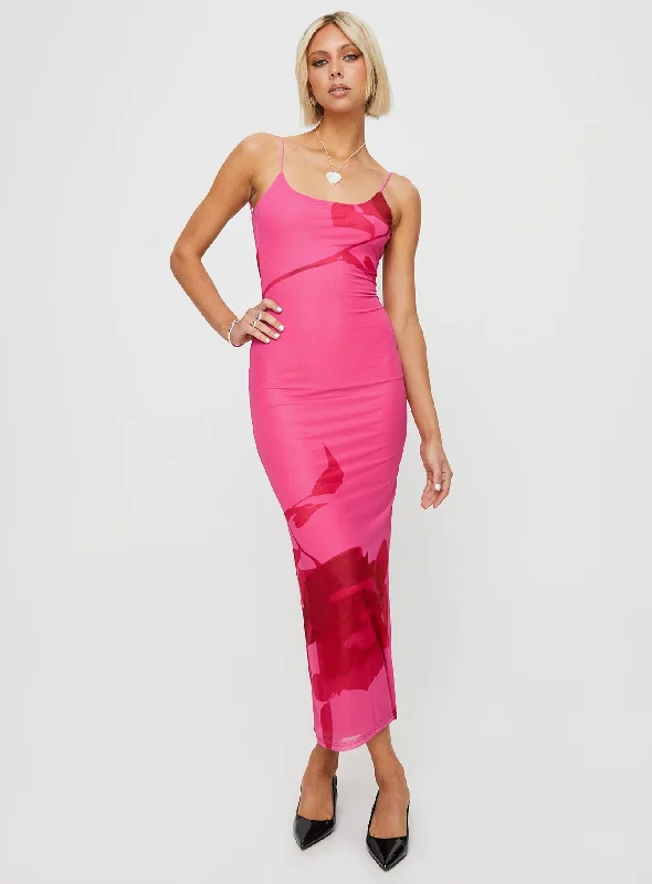 Knox Maxi Dress Hot Pink Floral