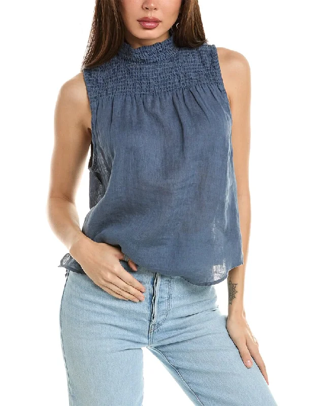 Bella Dahl Sleeveless Smocked Linen Top