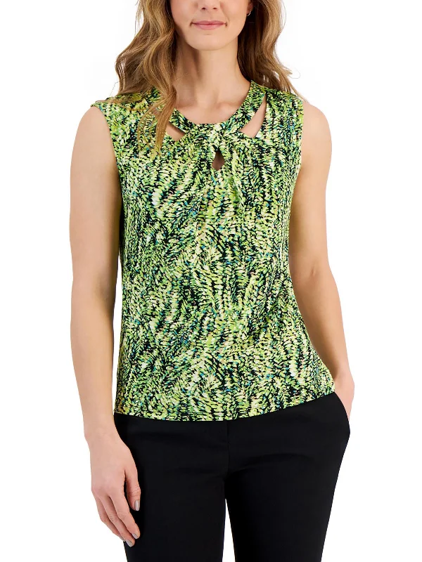 Petites Womens Printed Pullover Top