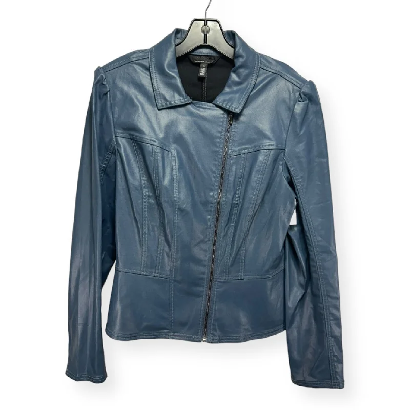 Waxed Canvas Jacket Moto By White House Black Market In Blue, Size: 14