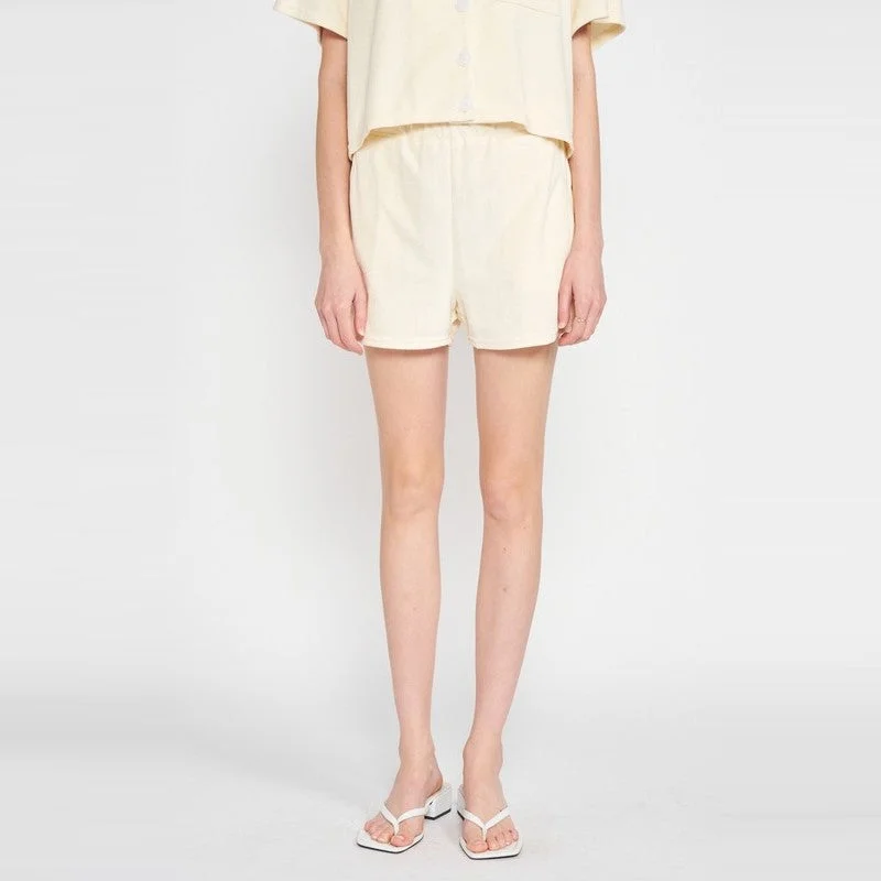 Elastic High Waist Shorts (Cream)