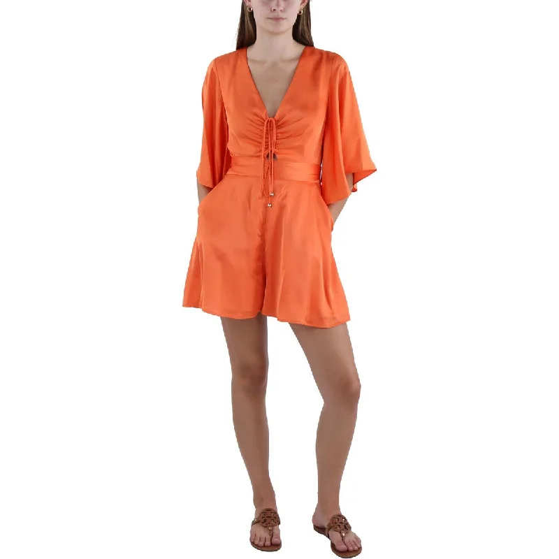 Womens Ruched Keyhole Romper