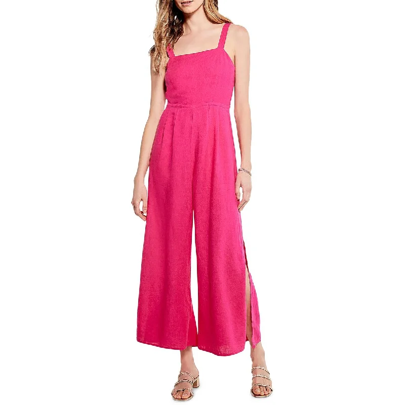 Rumba Park Womens Linen Blend Smocked Jumpsuit