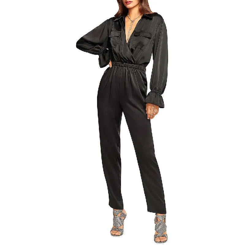 Josephine Womens Satin Long Sleeves Jumpsuit