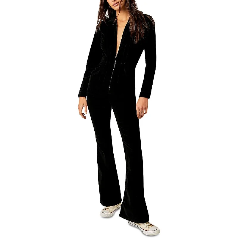 Jayde Womens Corduroy Flare Jumpsuit