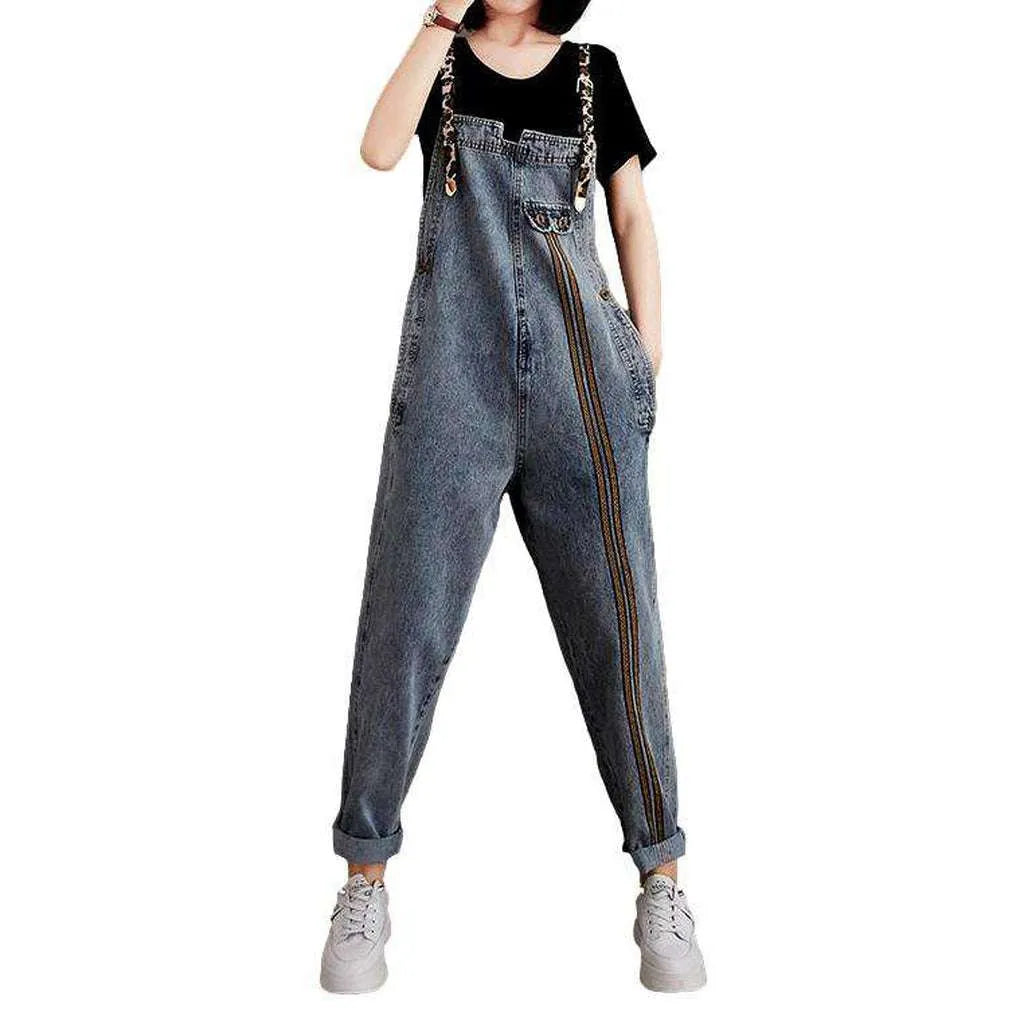 Embroidered women's jean overall