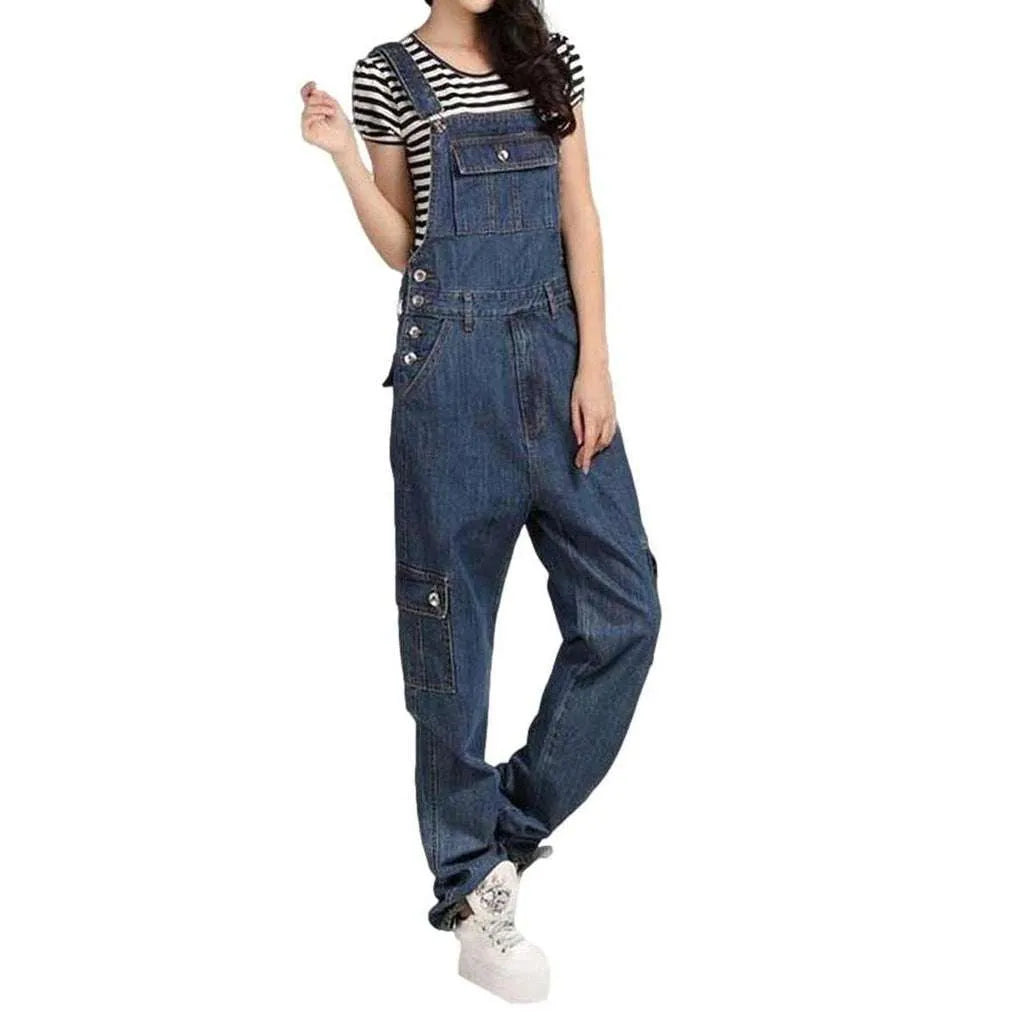 Women's stonewashed jean dungaree