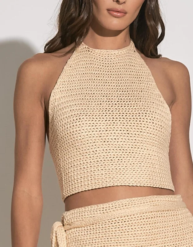 Crochet Halter Top In Natural