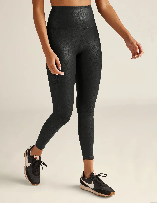 Leatherette High Waisted Midi Legging