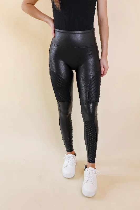 SPANX | Faux Leather Moto Leggings in Black