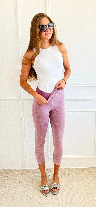 Walk The Walk Cropped Leggings - Rose Pink