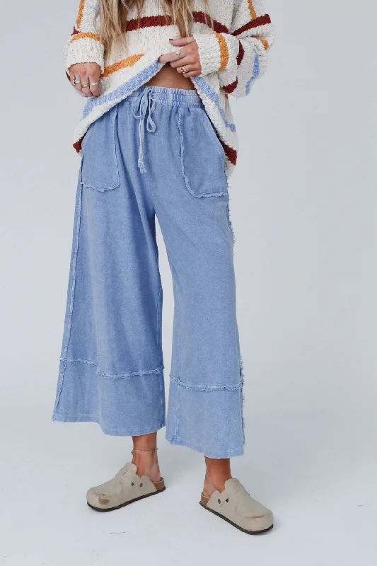 Easy Going Wide Leg Palazzo Pant - Blue